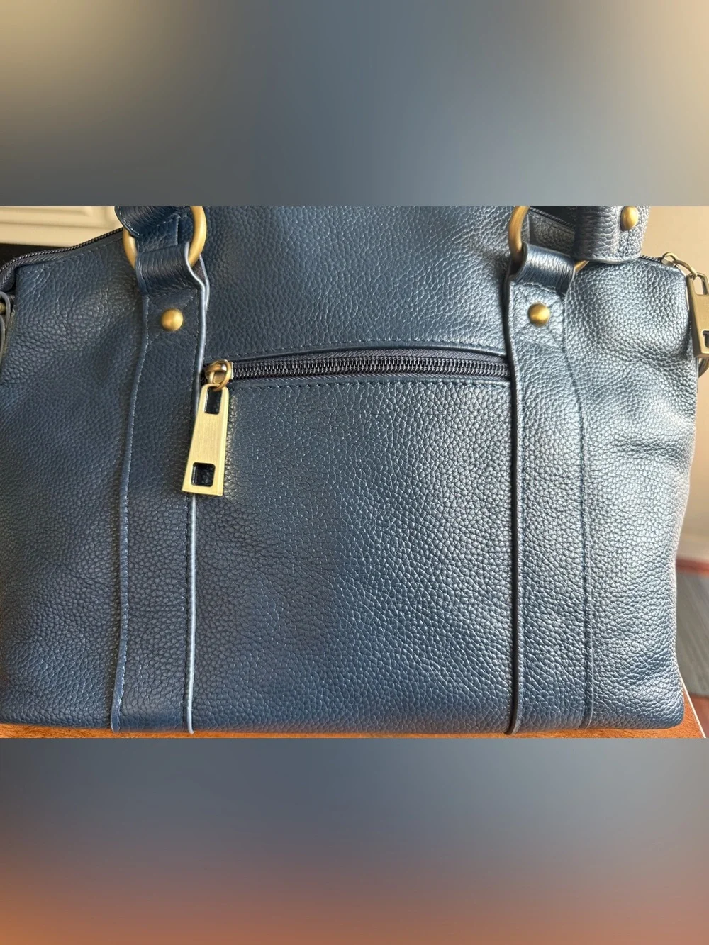 SHUTTER bag Heirloom Navy Blue Pebbled Leather Camera Bag (read)
